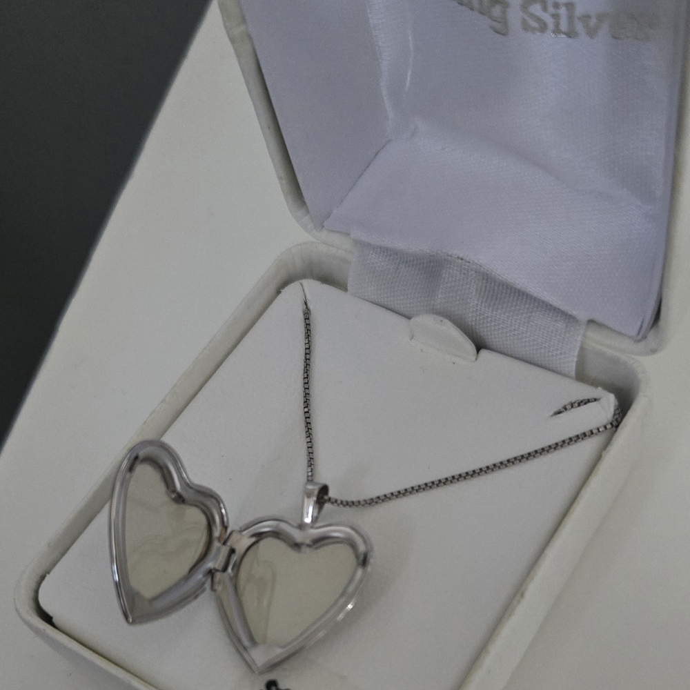 Silver Heart Locket Necklace - Picture 3 of 3